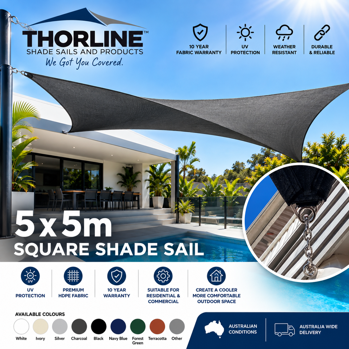 5x5m Rectangular Shade sail