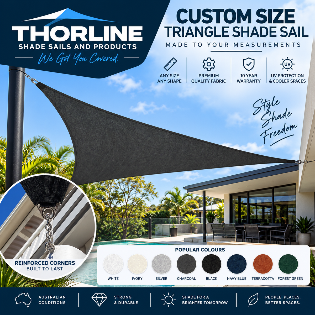 Custom size triangle shade sail. any size.